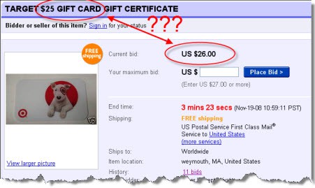 eBay Target $25 Gift Card