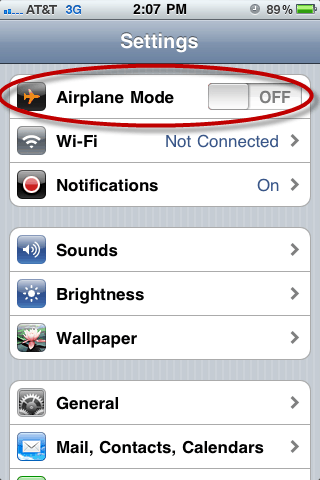iPhone Airplane Mode