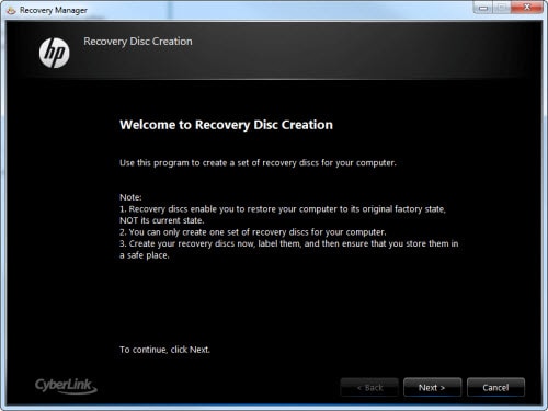 HP Recovery Disc Creation
