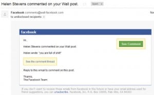 Facebook fake comment email