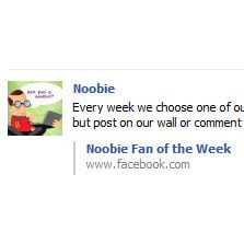 Noobie Facebook page Fan of the Week thumbnail