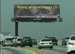 Texting while driving kills billboard