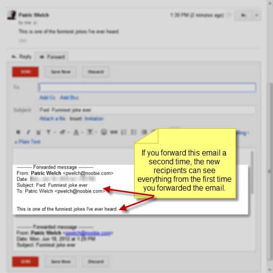 Forwarding an email in Gmail