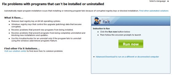 Fix problems with programs that can't be installed or uninstalled