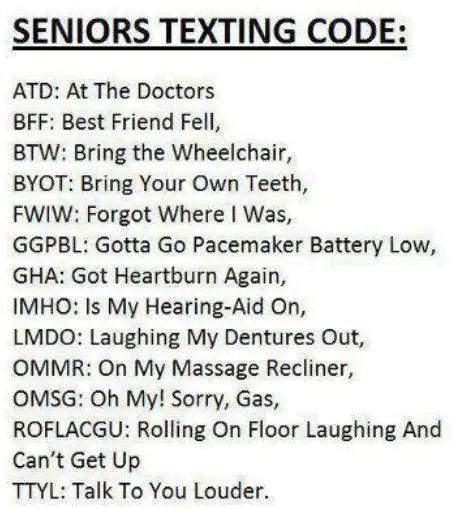 Seniors Texting Code