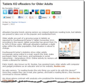 Tablets KO eReaders for Older Adults