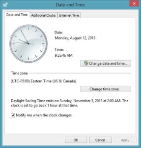 Windows 8 Date and Time