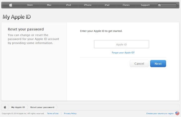 Apple ID reset password