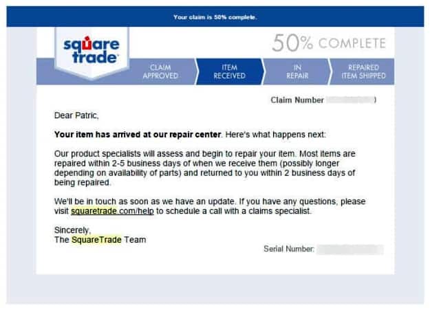 SquareTrade Arrived at Repair Center | Email Confirmations Throughout the Process | My Real Life Experience Filing a SquareTrade Claim