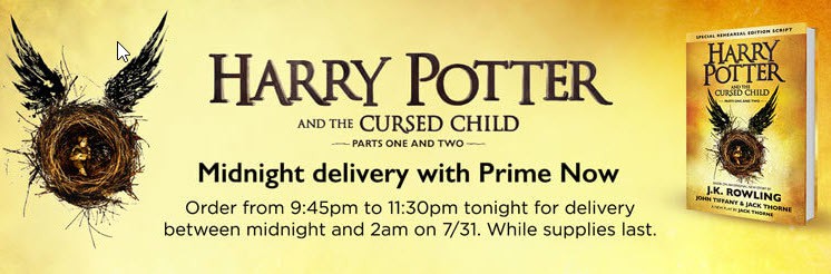 Harry Potter and the Cursed Child midnight delivery on Amazon