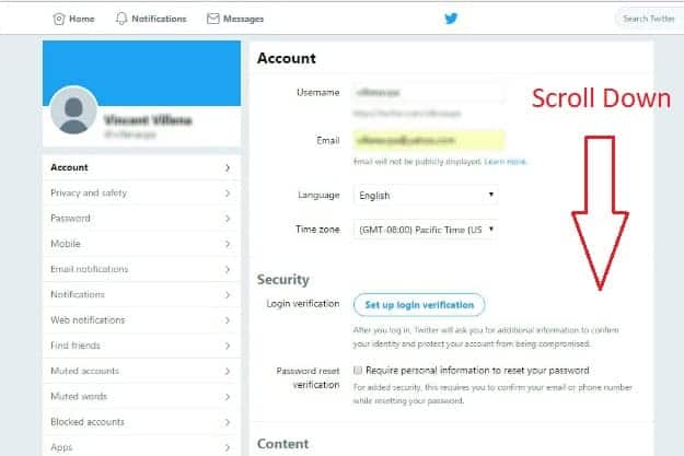 Scroll down the page and find the link to Deactivate your account | How To Delete A Twitter Account In 4 Steps | Deactivate twitter link | How to delete twitter account | goodbye to twitter