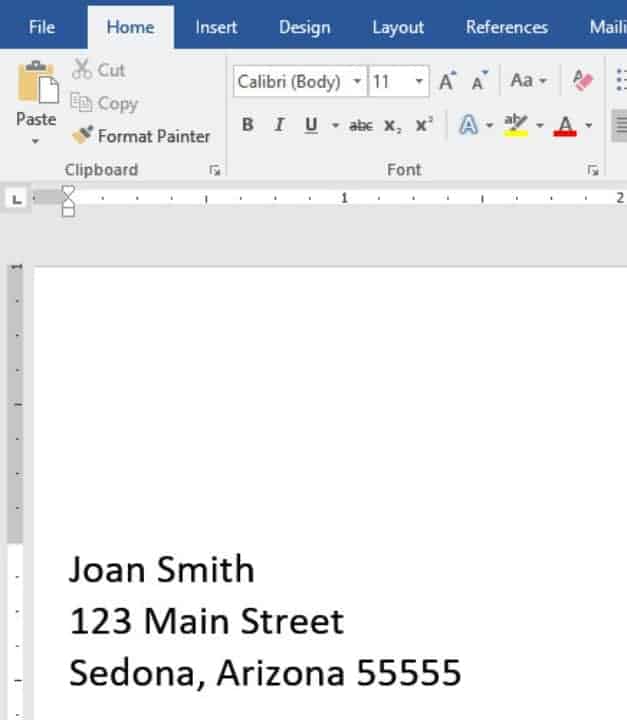 beginning a word document business letter
