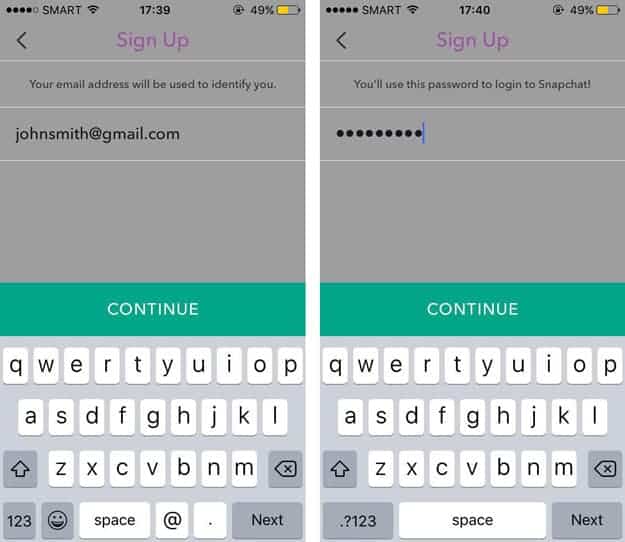 sign up for snapchat without phone number