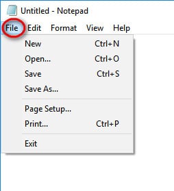 Notepad drop down | How to Save a Document in Notepad