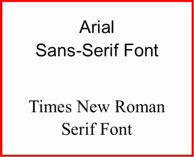 arial font size in inches