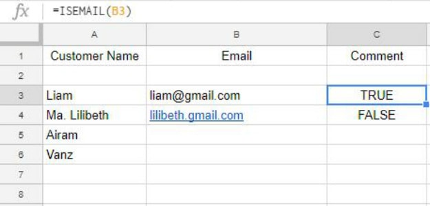 Validating Emails | Useful Google Sheets Functions | cell references | column | functions