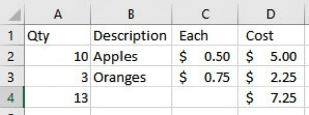 Excel Format as Table with Total, Sort and Filter