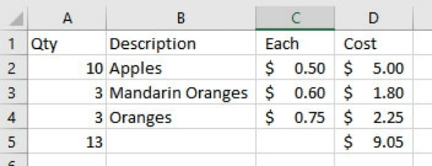 Edit Cells | Excel Format as Table with Total, Sort and Filter