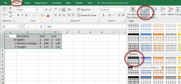 Format As Table | Excel Format as Table with Total, Sort and Filter
