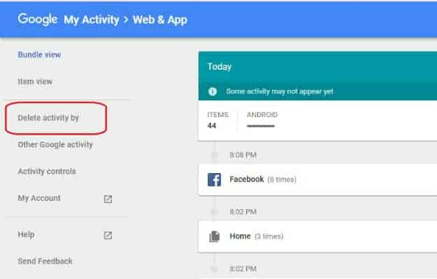 Toggle Over to “Delete Activity By” | How To Delete Google History