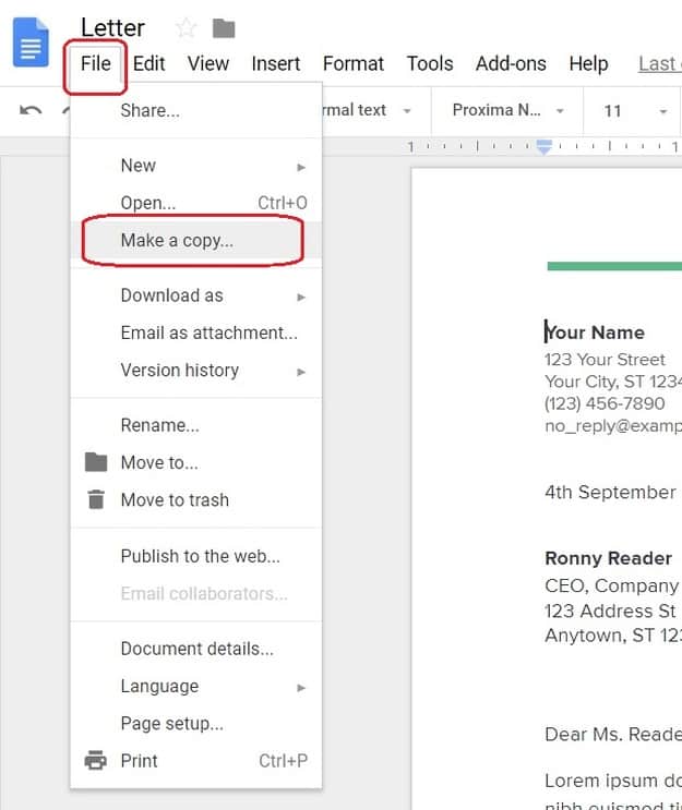 Make a Copy of the Google Docs Cover Letter Template | Google Docs Cover Letter Template: How To Find And Download