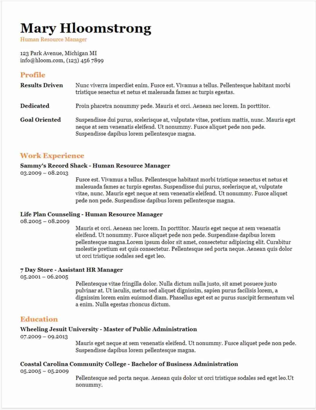 resume template download free google docs