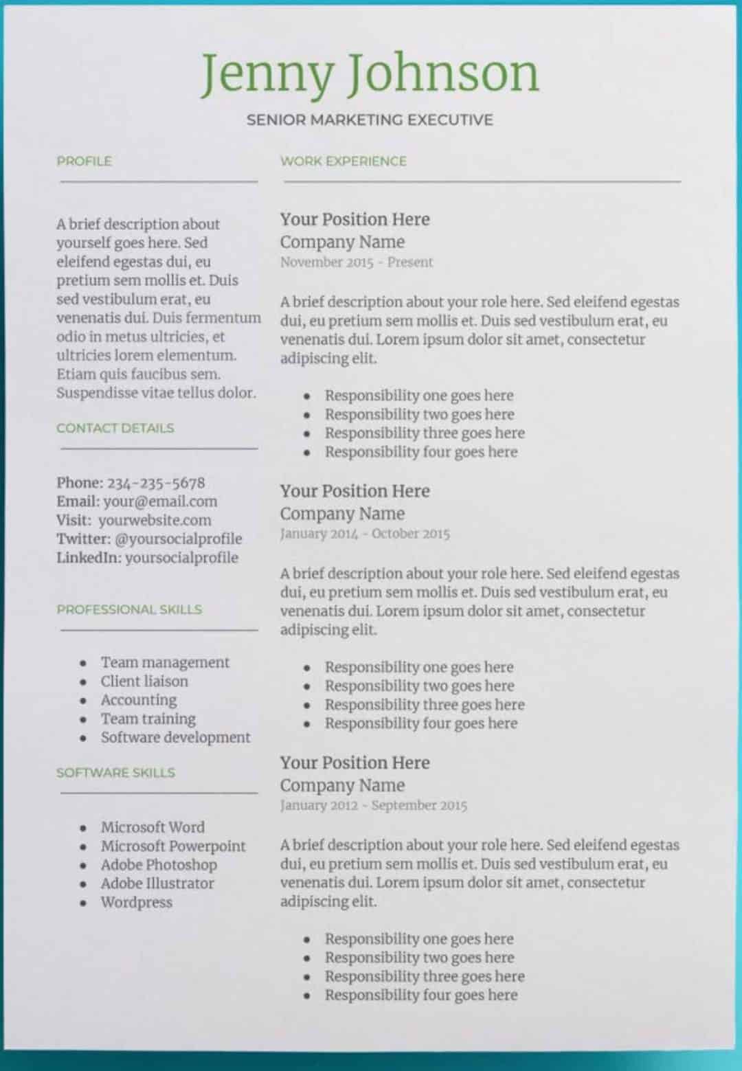 free resume templates for google docs