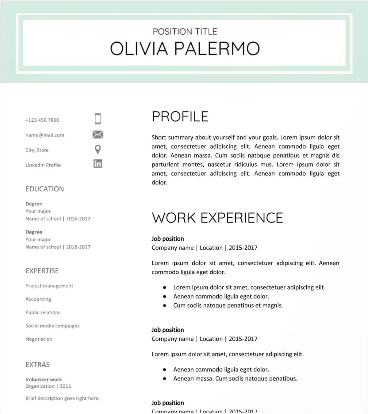 Google documents template for resume