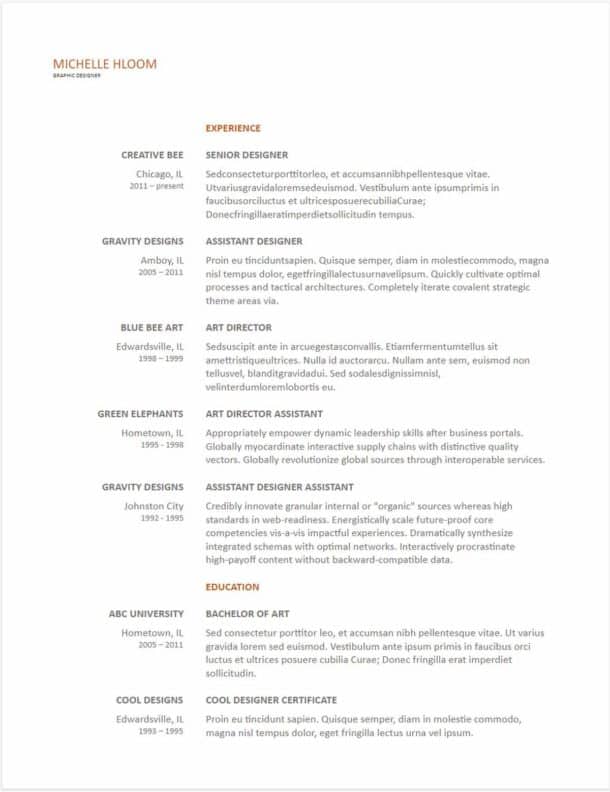 free resume templates download google docs