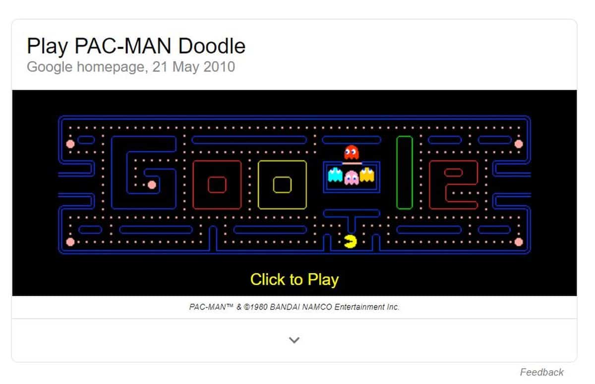 Pacman | Cool Hidden Google Search Tricks