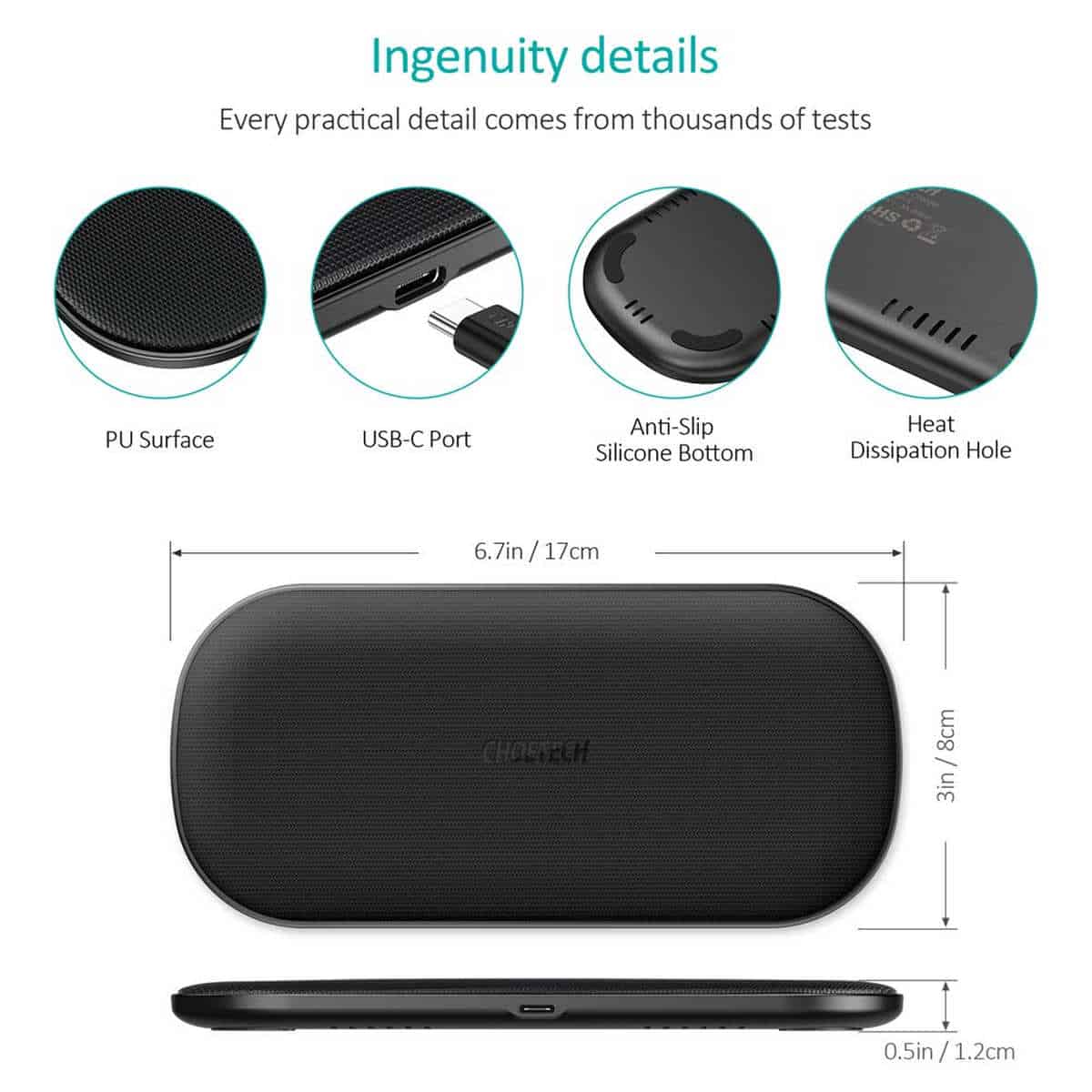 CHOETECH-Wireless-Charger Ingenuity details | CHOETECH Qi Fast Dual Wireless Charging Pad | Product Review