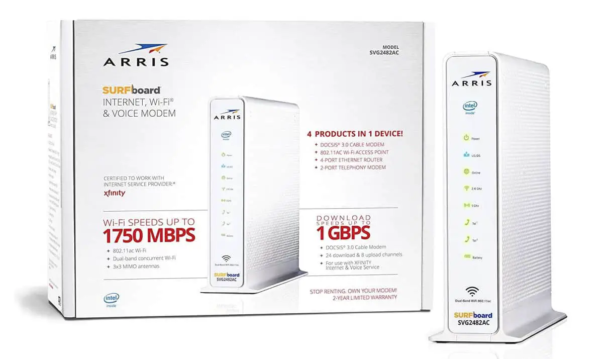 ARRIS Surfboard SVG2482-AC (24x8) DOCSIS 3.0 Cable Modem | Xfinity Compatible Modems You Can Buy On Amazon