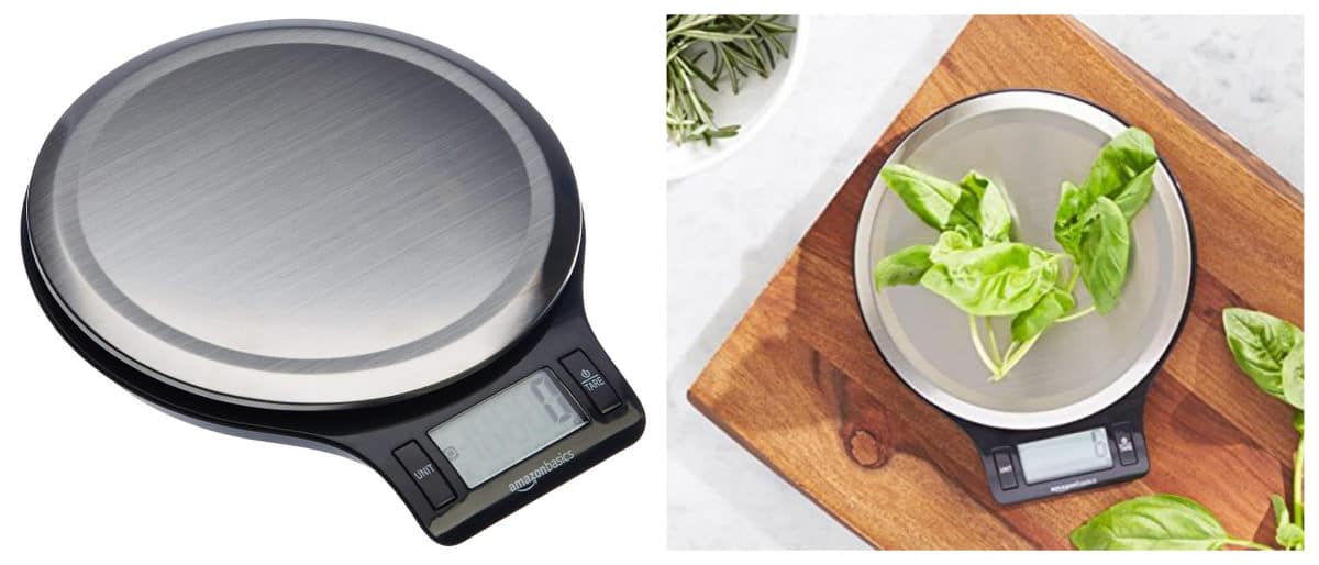 Amazon Basics Stainless Steel Digital Kitchen Scale with LCD Display | Smart Kitchen Decor And Gadgets That Will Make Cooking More Fun