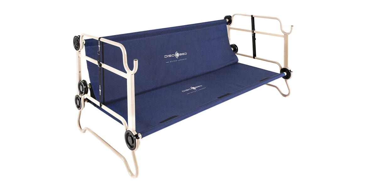 Disc-O-Bed XL Cam-O-Bunk Benchable Bunked Double Cot with Organizers | Cool Camping Must-Haves To Survive A Weekend Outdoors