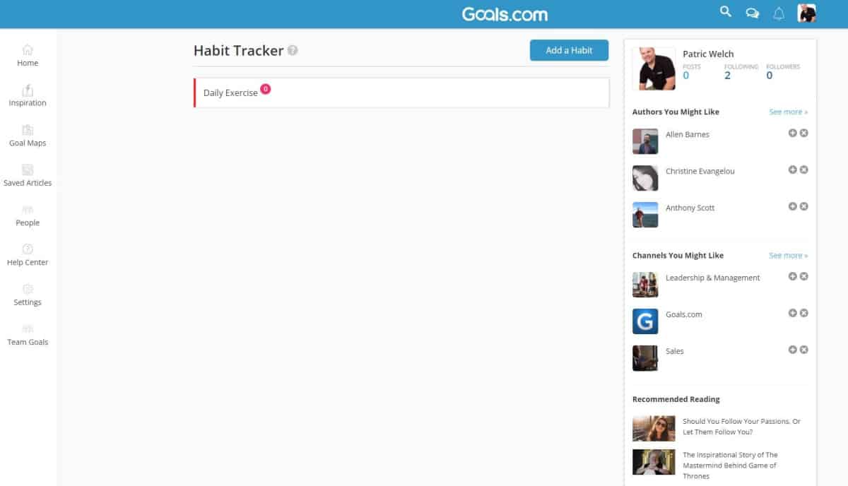 Habit tracker | Mr. Noobie's Review of Goals.com's Habit Tracker