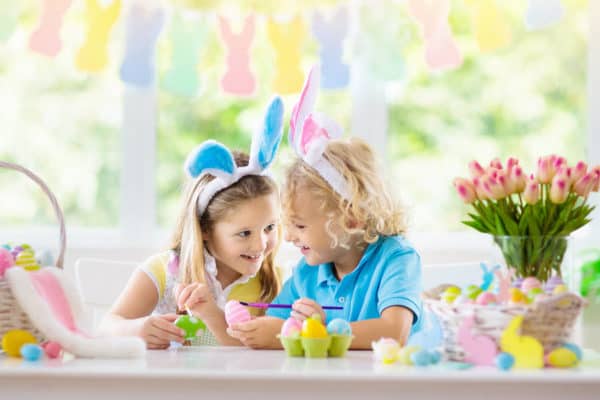 Kids with Easter basket